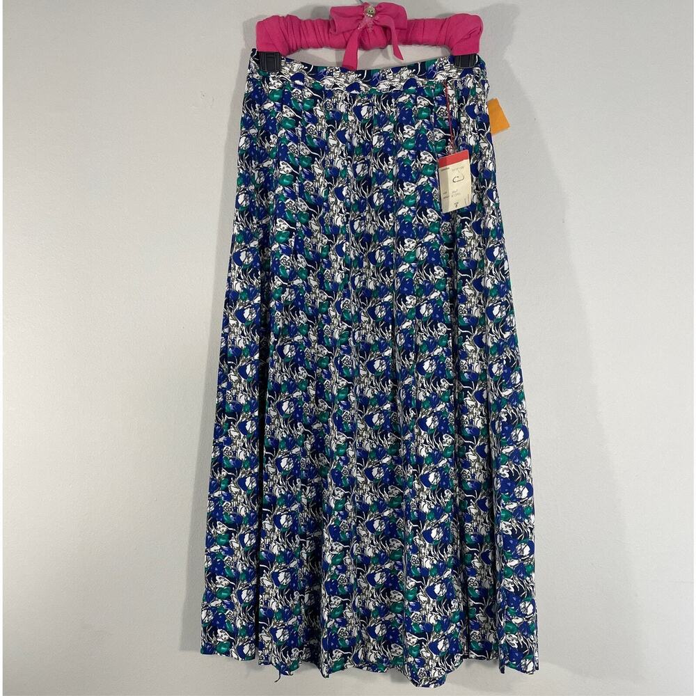 VTG BARONESA Women Pleated Floral Midi Skirt Size 6 Mislabeled as 8 Waist 26 in